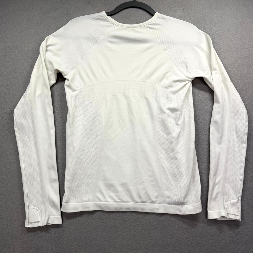 Athleta Fitted Shirt Women White Athlete Seamless Workout Gym Tech‎ Crew Neck